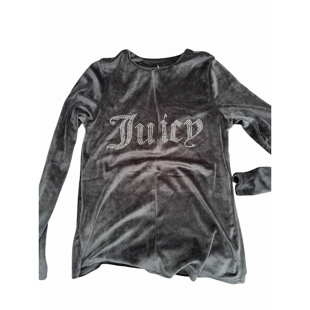 Juicy Couture Black Velour Long Sleeve 1/4 Zip Sleepwear Shirt Womens Size XL